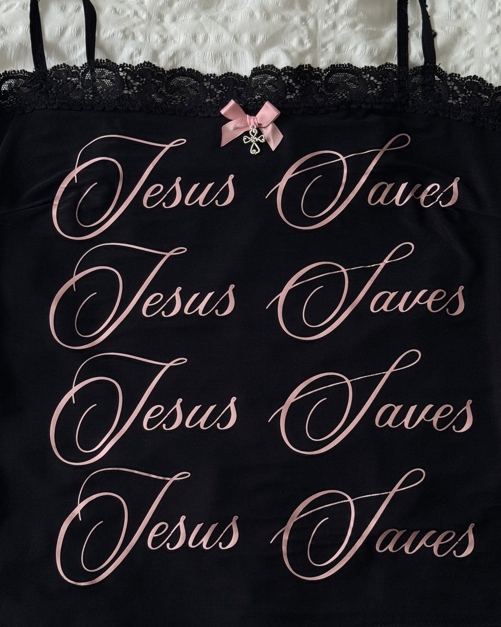 Jesus Saves Lace Top