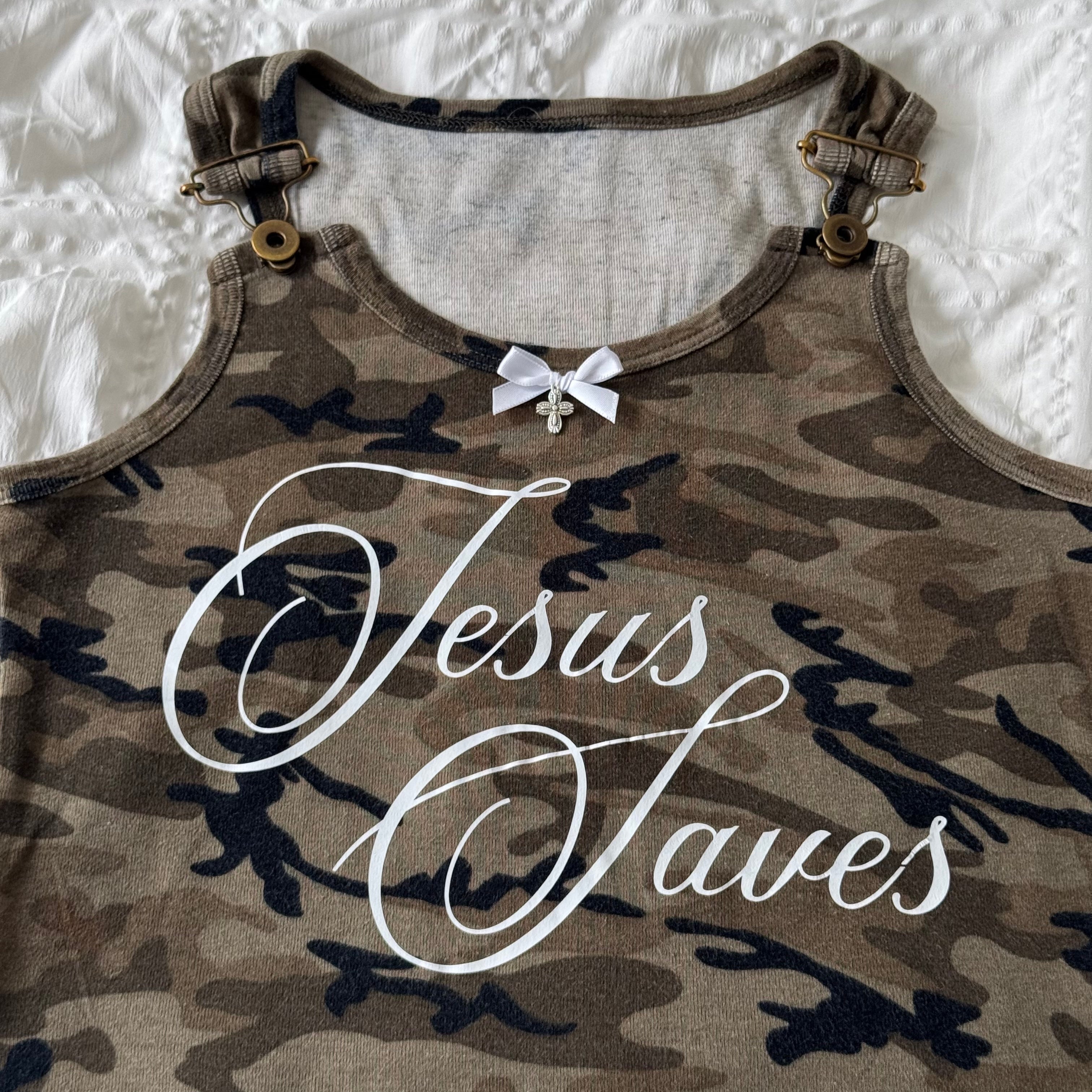 Jesus Saves Camo Top