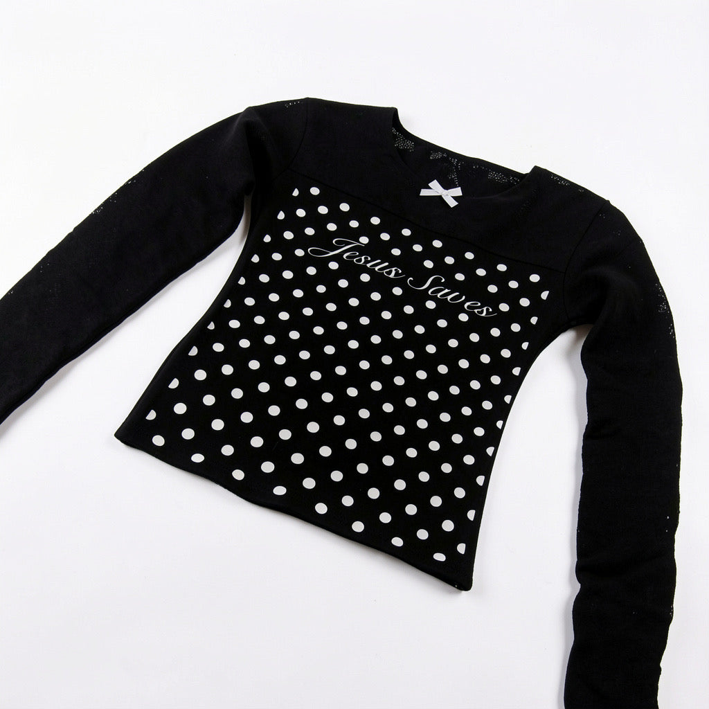 Jesus Saves Polka Dot Lace Top