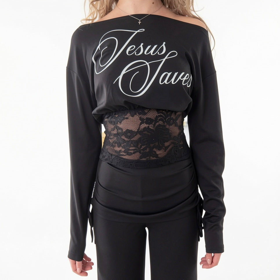 Jesus Saves Lace Top