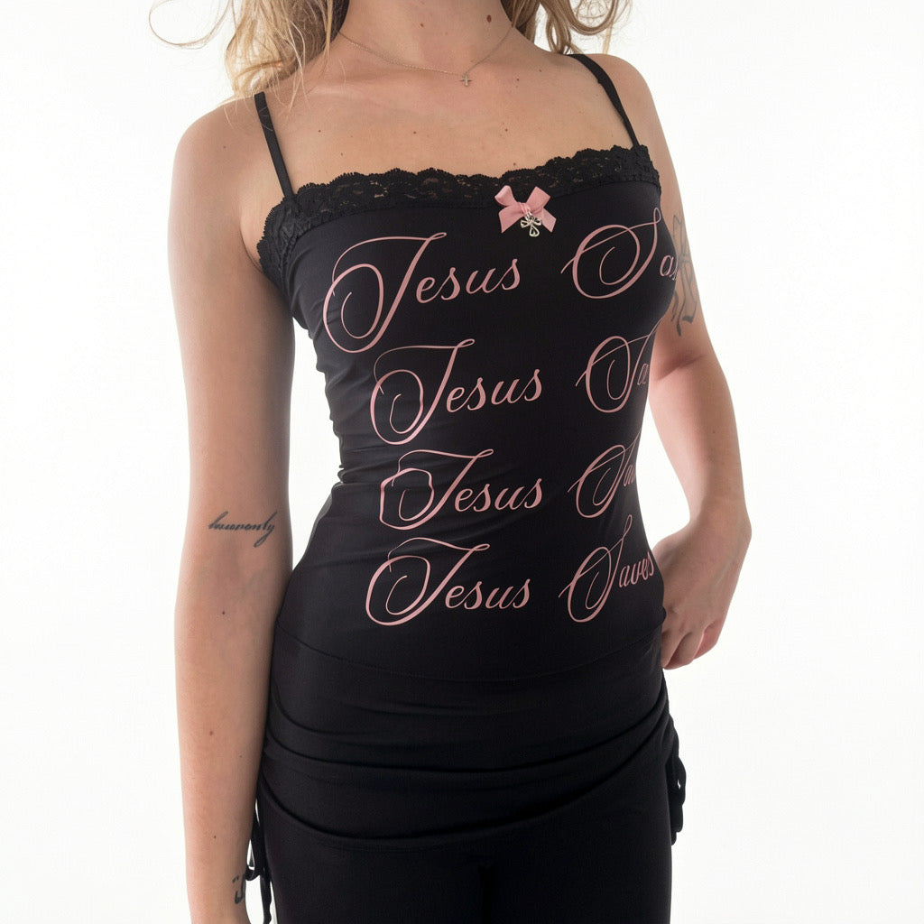 Jesus Saves Lace Top