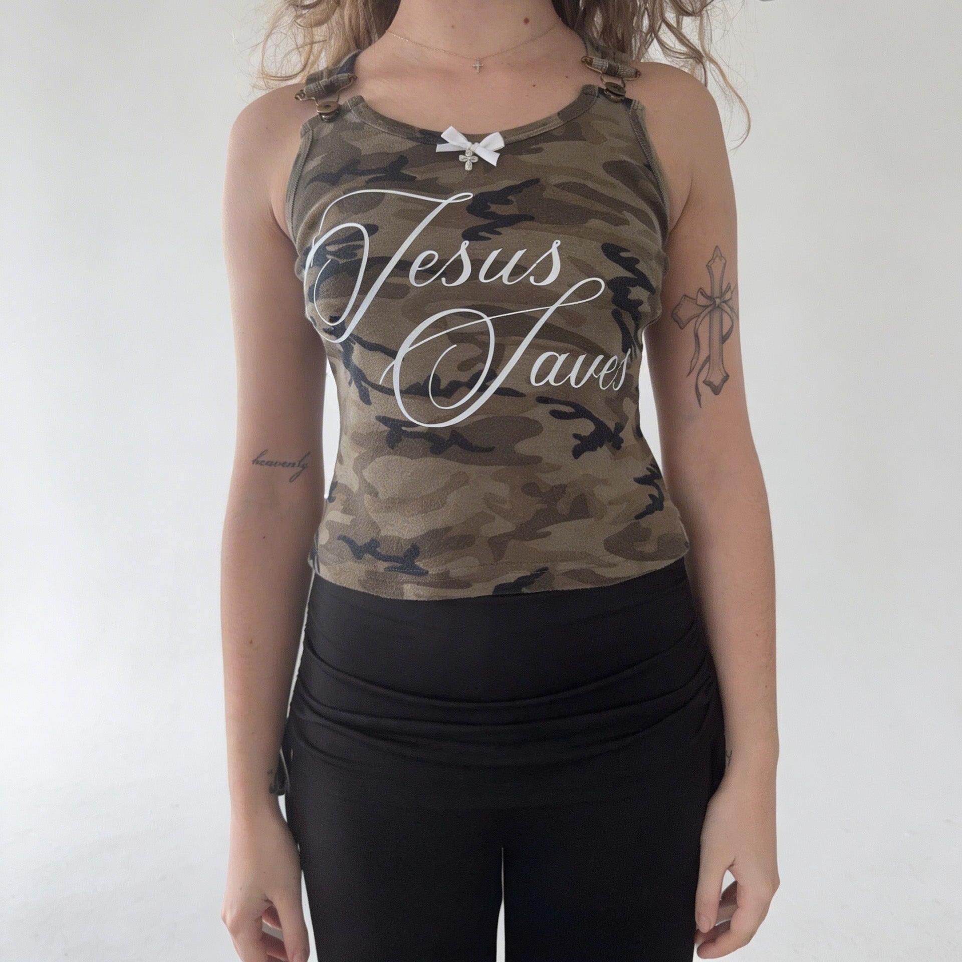 Jesus Saves Camo Top