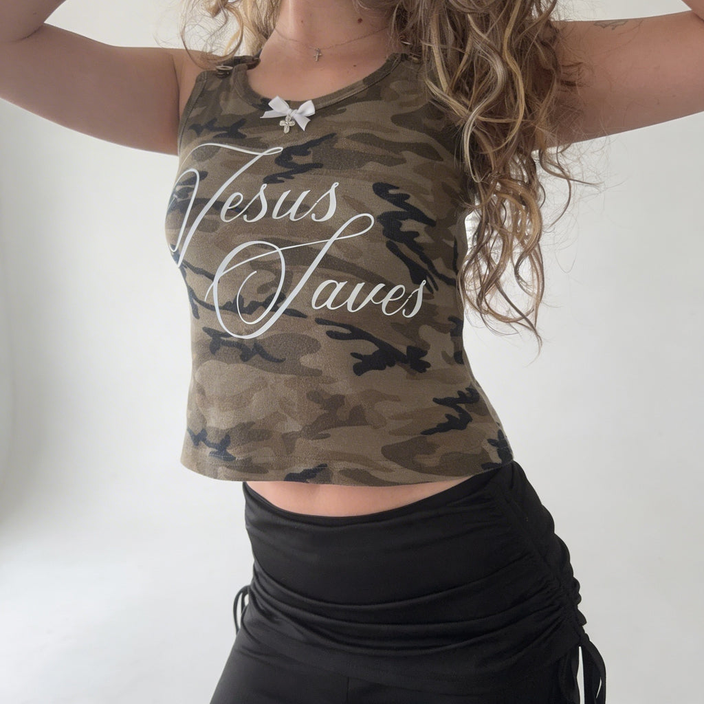 Jesus Saves Camo Top