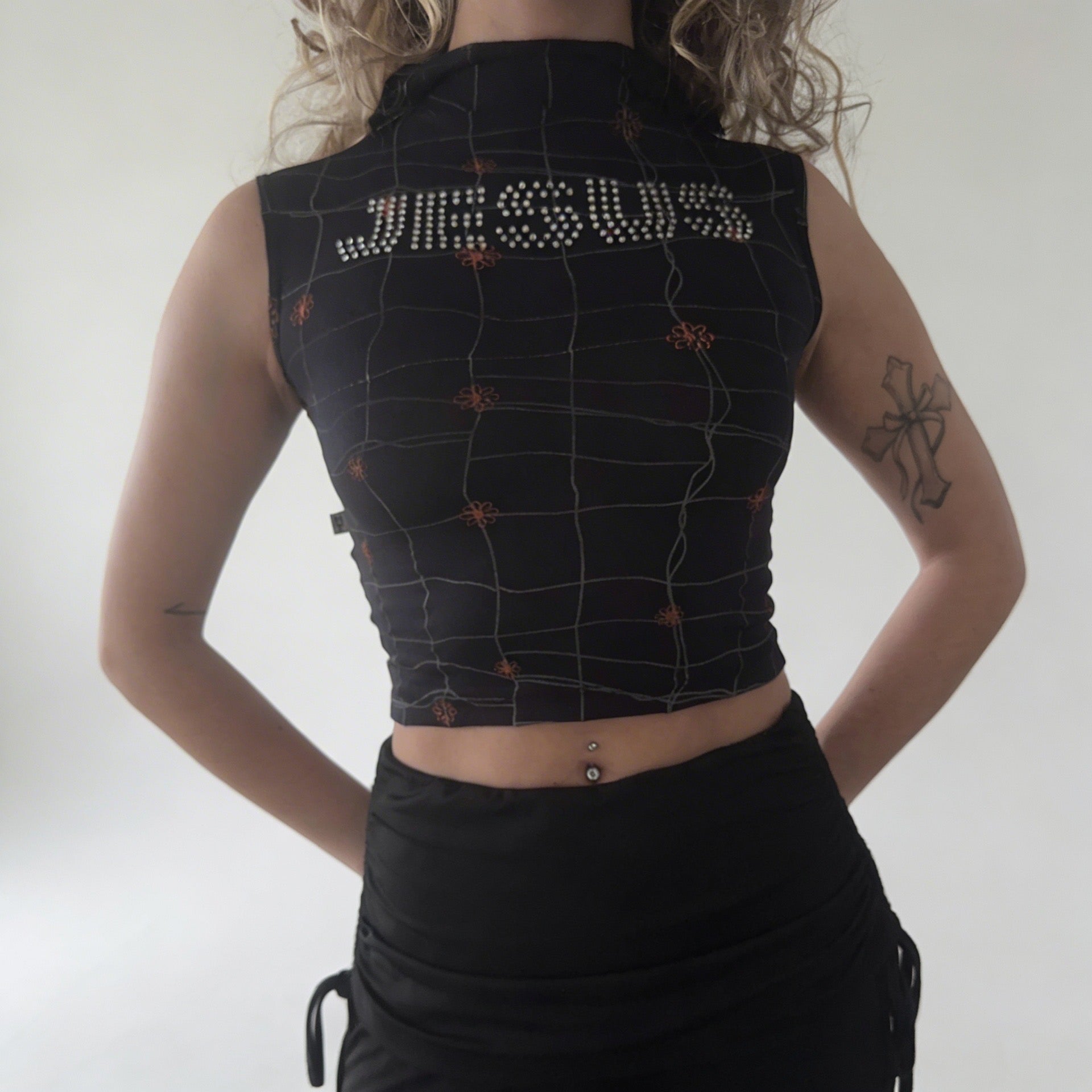 Jesus Rhinestones Crop Top