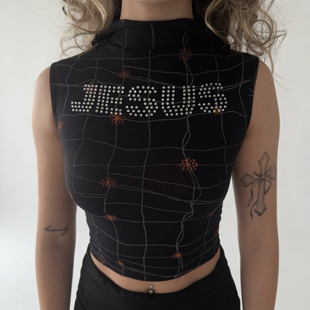 Jesus Rhinestones Crop Top