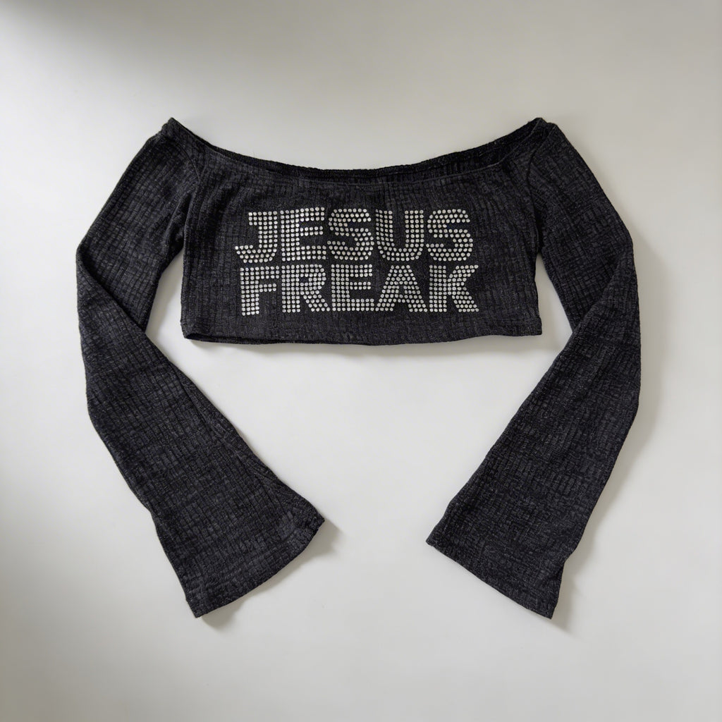 Jesus Freak Rhinestones Layered Crop Top