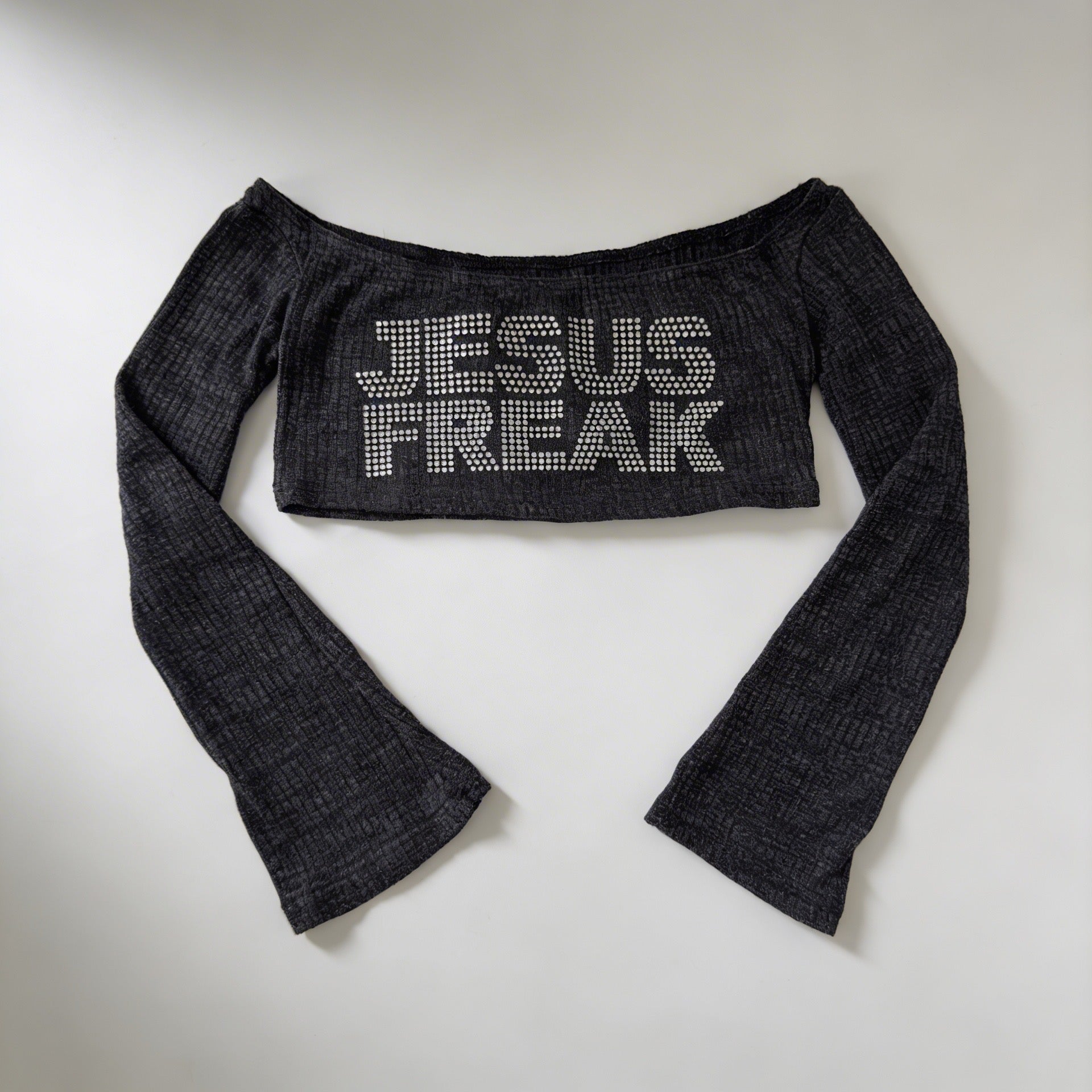 Jesus Freak Rhinestones Layered Crop Top