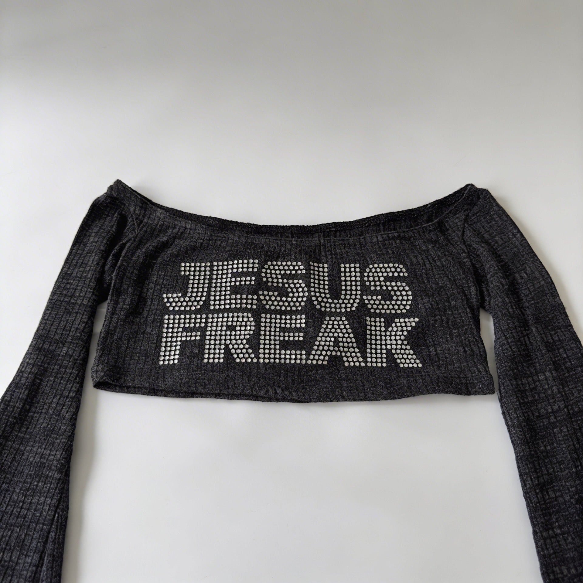 Jesus Freak Rhinestones Layered Crop Top