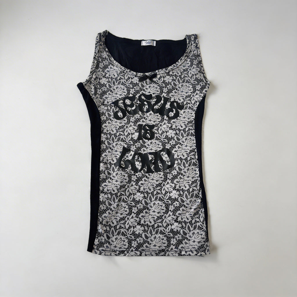 Jesus is Lord Lace Print Top