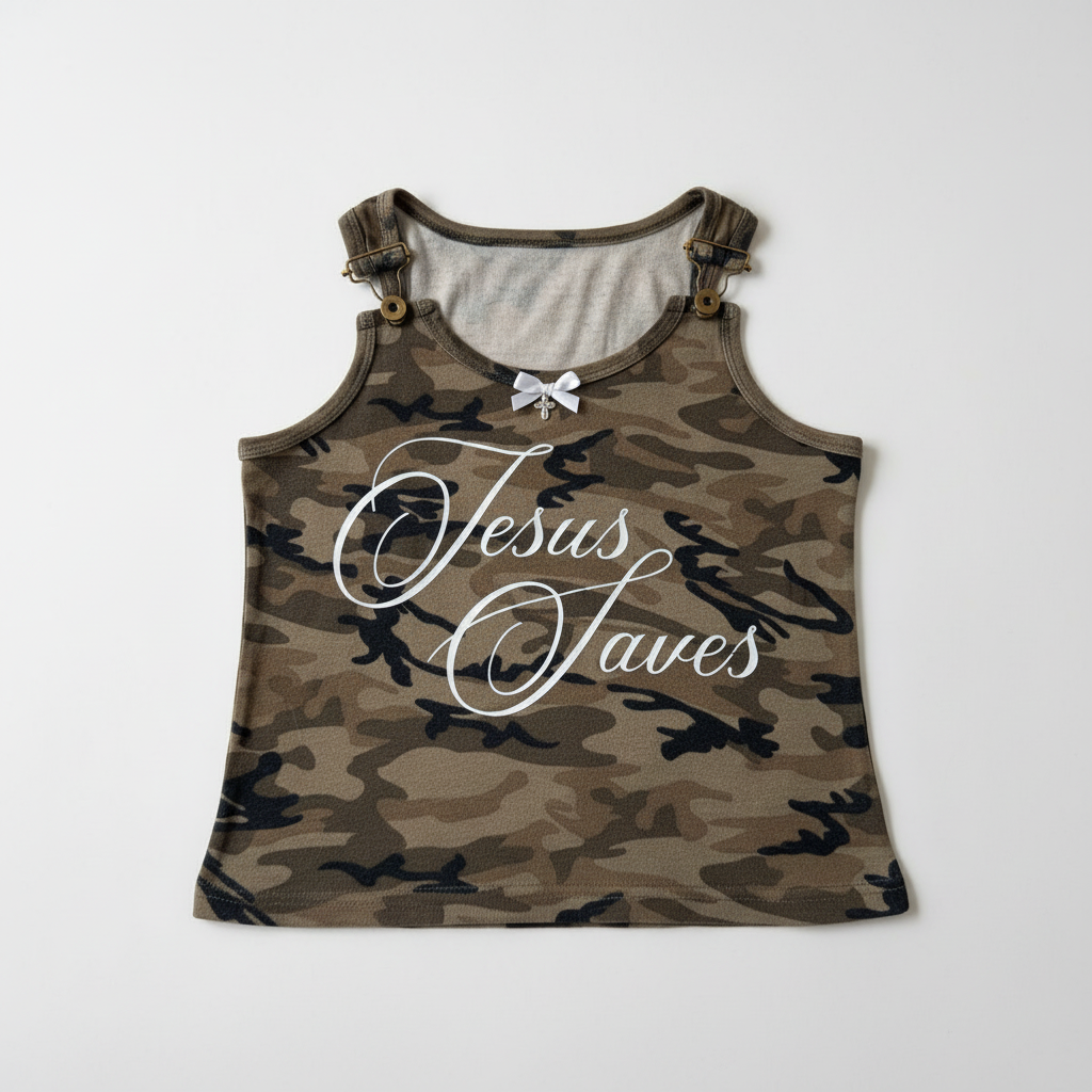 Jesus Saves Camo Top