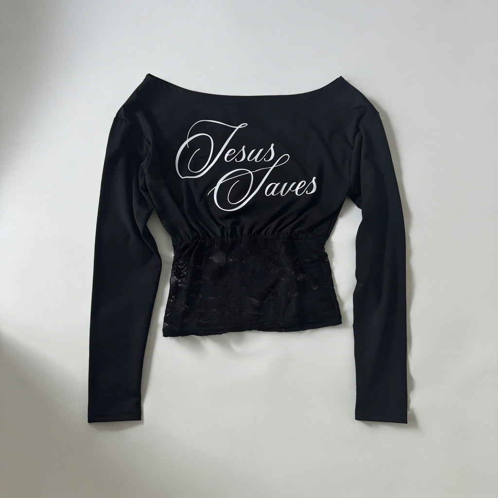 Jesus Saves Lace Top