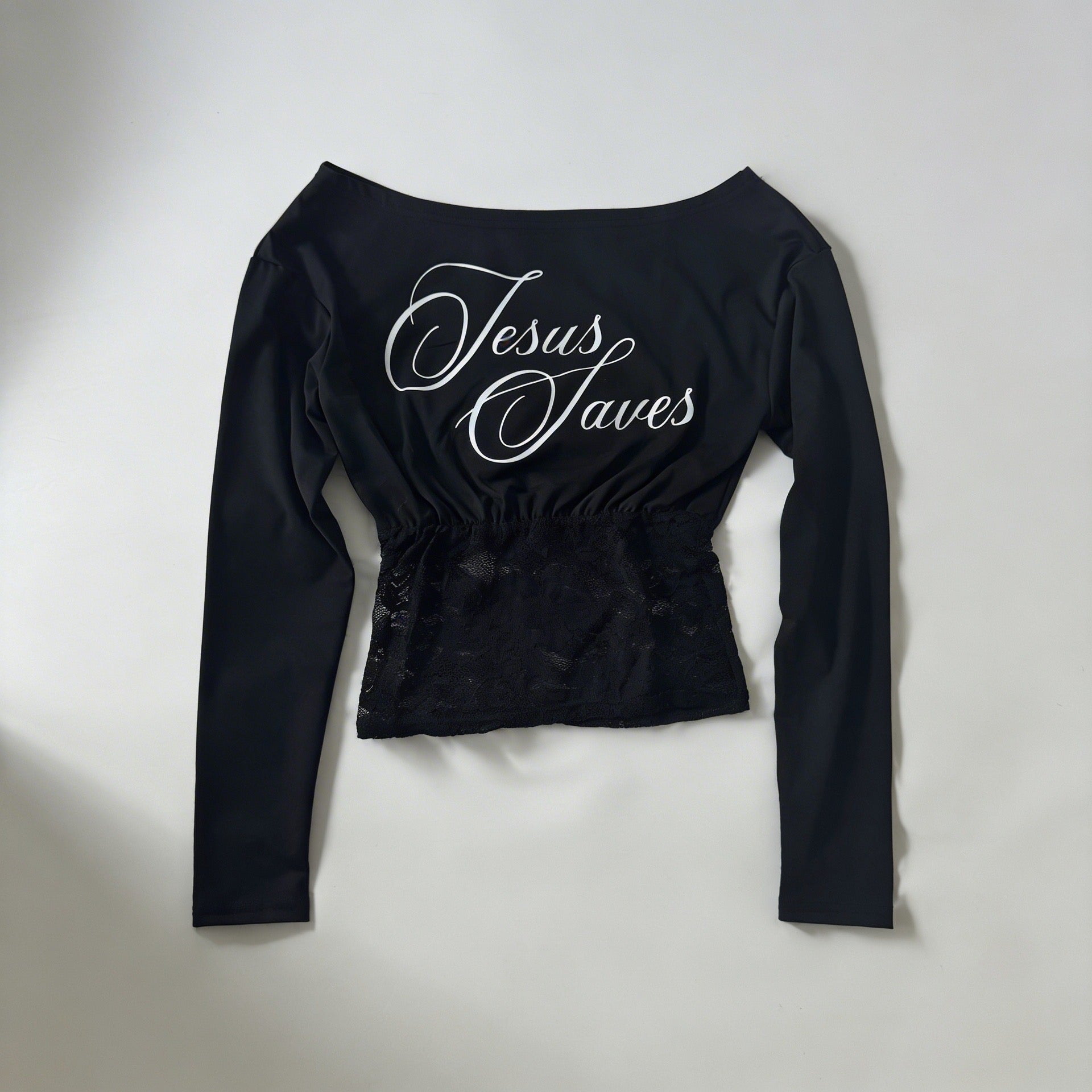 Jesus Saves Lace Top